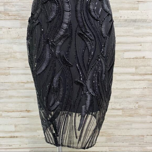 Marchesa Notte Runway Collection Mesh Sequin Cocktail Dress Womens Size 4 Black - Picture 7 of 15